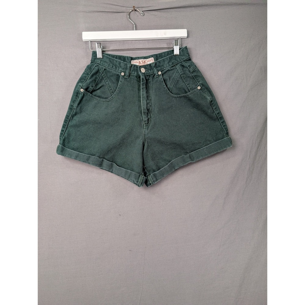 Natural A.S.E. Comfort Dark Green High Waisted Mom Denim Shorts Size 9 Vintage